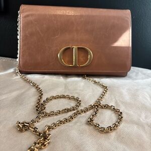 Dior Tan Leather Crossbody Bag with Gold Chain